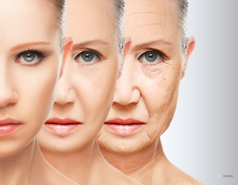 Woman at different stages of the aging process.